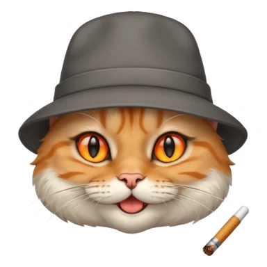 Smirking cat with cigarette and hat sticker
