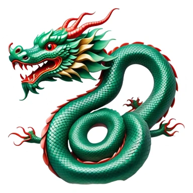 Cinematic Noble Chinese Serpent Dragon Portrait Emoji, Poised and majestic, with a sinuous, serpentine body adorned in intricately detailed scales of shimmering jade and soft vermilion, accented by delicate cloud motifs and subtle water ripple patterns; rendered with lifelike texture and gentle natural highlights, high shine, wise and enigmatic, styled with an aura of ancient dynastic grace, focused and regal, soft glowing outline, capturing the essence of a revered celestial dragon that appears ready to glide gracefully through the mists of time! sticker