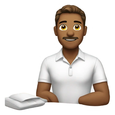 male in white shirt indoors sticker