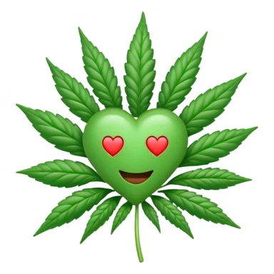 cannabis emoji with hearts sticker
