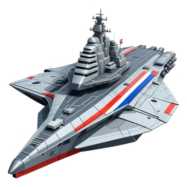 Gigantic Russian war cruiser spaceship with tricolor markings sticker