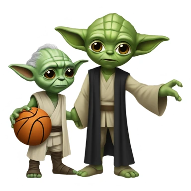 Yoda and darth playing basketball sticker