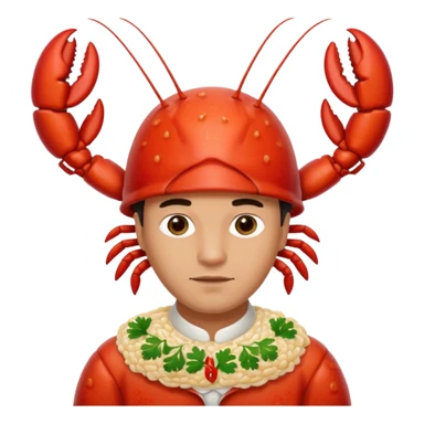 man with a lobster risotto on their head sticker