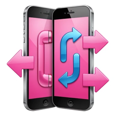 two pink cellphones switching with each other shown by arrows sticker