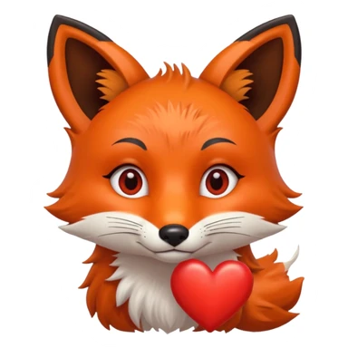 Zorrita con pestañas y un corazón rojo grande sticker