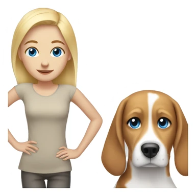 long blonde girl with blue eyes with beagle  sticker