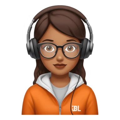 Brown Girl wearing glasses and jbl headphones  sticker