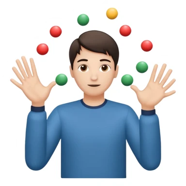 person mimicking juggling with hands in front of them but without the balls sticker