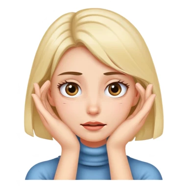 girl covering the front of her neck with two hands and rolling her eyes sticker