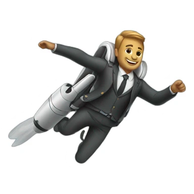 suit man flying jetpack sticker