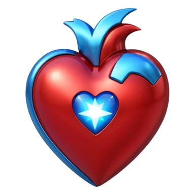 A sci-fi red 3D heart with a bright blue star inside sticker