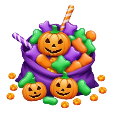 Halloween candies and candy bags, no pumpkin image sticker