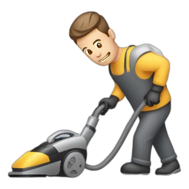 Man using vacuum cleaner sticker