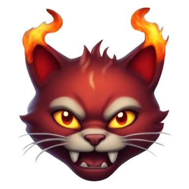 Evil red cat with horns and fire sticker