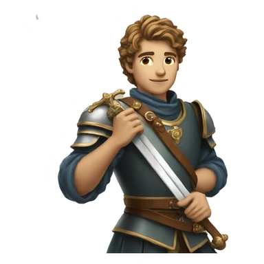 handsome renaissance youth holding sword sticker