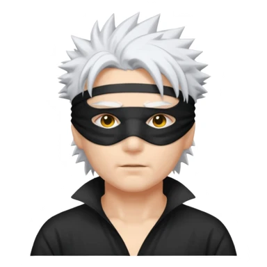 a white egg with a gojo blind fold and spiky white hir sticker