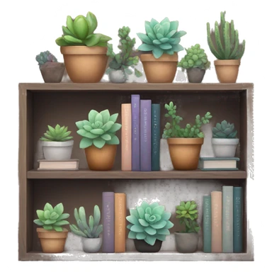 Aesthetic bookshelf with succulents  sticker