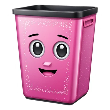 aesthetic rectangular glittery pink shiny office trashcan sticker
