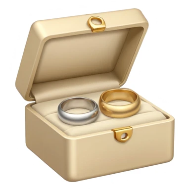 Pale beige box with wedding rings sticker