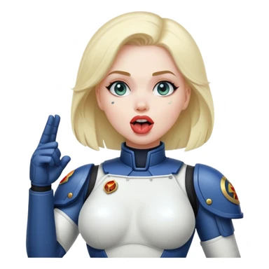 woman space marine in bodysuit salutes tongue out sticker