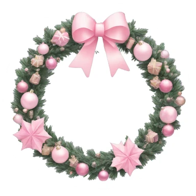 Pastel pink Christmas wreath sticker