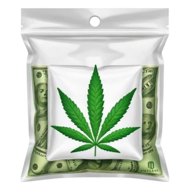 Weed pound baggie with the name Dolla Den and a logo  sticker