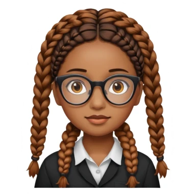 Brown skinned girl with brown eyes and black framed glasses with braids that have ginger in the back sticker