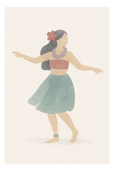 hula dancer, soft brushstrokes and gentle colors sticker