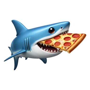 A blue shark eating pizza sticker