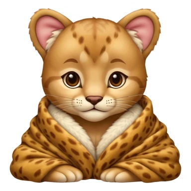 Cozy cougar cub in blanket sticker