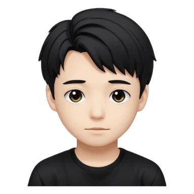 Felix from Stray Kids with black hair, wearing a black t-shirt sticker