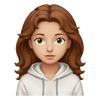 Una donna con una felpa semplice bianca,ha gli occhi marroni,i capelli castani , c’è gli ha lunghi e ricci ma non troppo sticker