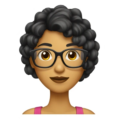 mujer con pelo negro y flequillo y gafas sticker