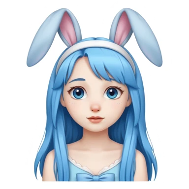 Alt Girl (long blue hair) wearing bunny ear headband sticker