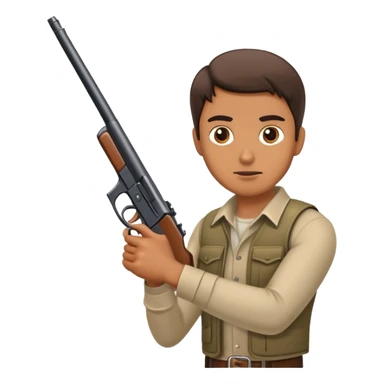 A man holding a gun sticker