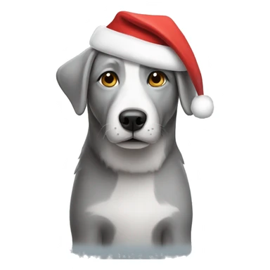Grey dog with Santa hat sticker