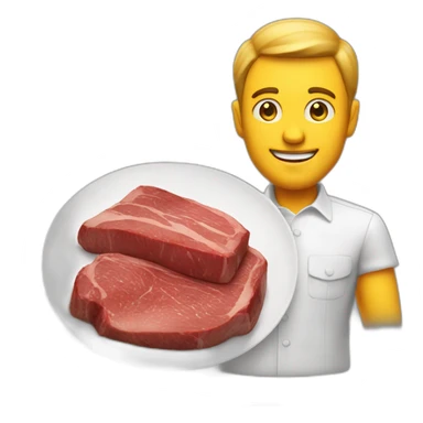 white man infront of tbone steak sticker