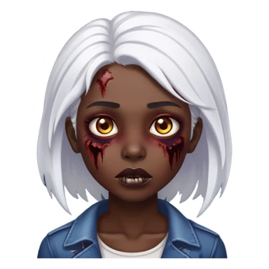 dark skin zombie girl with white hair sticker