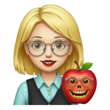 apple zombie emoji girl with gold hair glasses and braces sticker