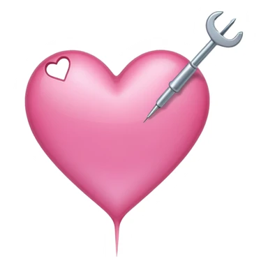 A pierced pink heart by a needle sticker