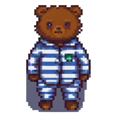 bear in striped pajamas pixel art sticker