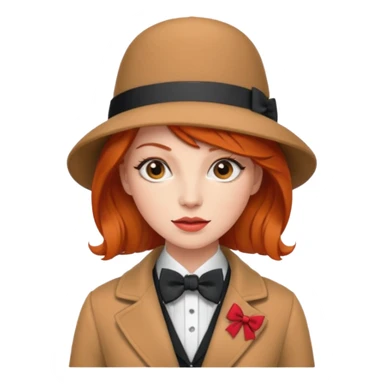 Bow Ties, Coats, and hat, lady, modern, red head. sticker