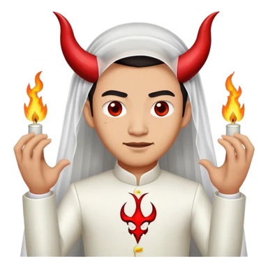 an asian male bride with the face of devil in wedding dress sticker