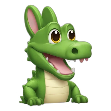 alligator with a face of a bunny and bunny ears sticker