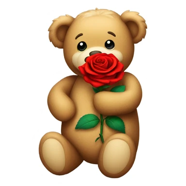 Teddy bear holding a red rose sticker