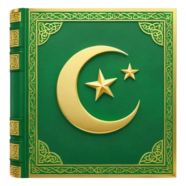 Closed Quran with the Islamic Symbol on it (moon and star) green from left to right sticker