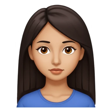 Morena, cabello liso hasta los hombros, ojos pequeños maron oscuro, nariz pequeña, labios gruesos sticker