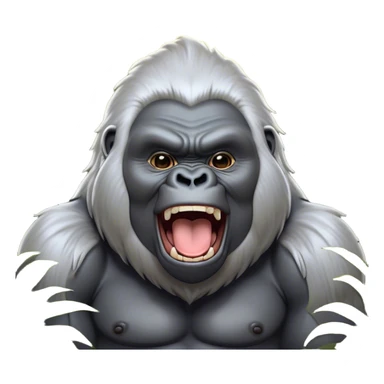 Cinematic Cute Yawning Silverback Gorilla Portrait Emoji, Head tilted slightly with a dramatic, wide-open yawn, showcasing a formidable build with a silvery mane and drowsy, half-closed eyes, Simplified yet irresistibly adorable features, highly detailed, glowing with a soft, cozy jungle glow, high shine, relaxed yet expressive, stylized with a dash of whimsical primate charm, soft glowing outline, capturing the essence of a drowsy yet affectionate guardian that appears ready to stretch out for a nap! sticker