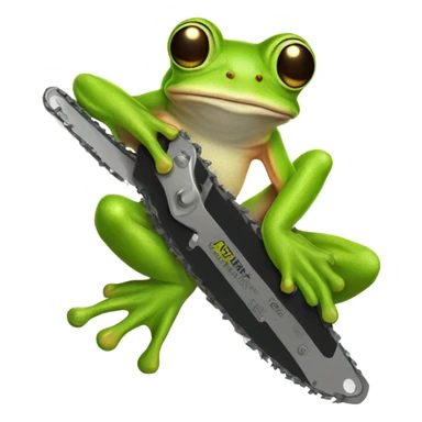 Tree frog sitting on a chainsaw  sticker