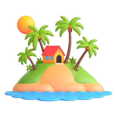 small tropical island with palm tree sticker